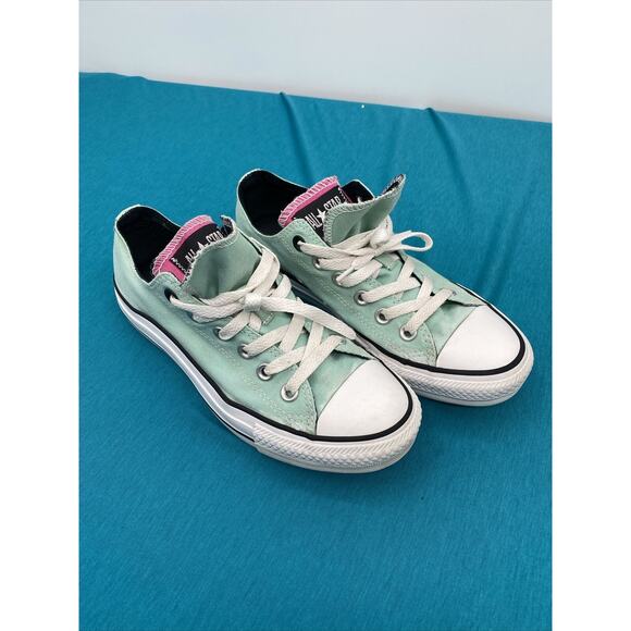 Converse Low Top Green Womens Size Sneaker All Star Double Tongue - Picture 1 of 11